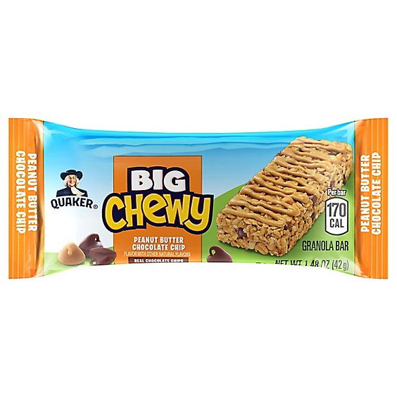 Quaker Big Chewy Granola Bar Peanut Butter Chocolate Chips Wrapper - 1.48 Oz