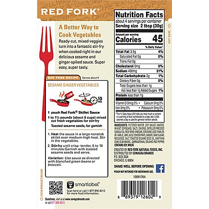 Red Fork Skillet Sauce Sesame Ginger Vegetable Pouch - 4 Oz - Image 6