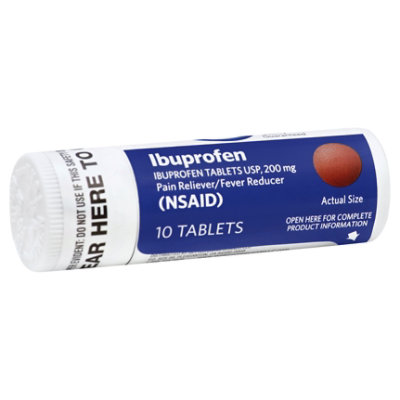 Signature Select/Care Ibuprofen Pain Reliever Fever Reducer USP 200mg NSAID Tablet Blue - 10 Count - Image 1