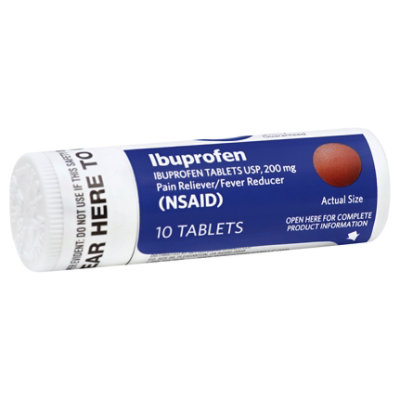 Signature Care Ibuprofen Pain Reliever Fever Reducer USP 200mg NSAID Tablet Blue - 10 Count