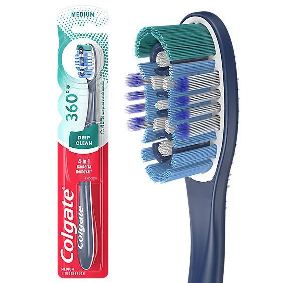 Colgate 360° Manual Toothbrush with Tongue and Cheek Cleaner Medium - Each