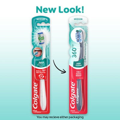 Colgate 360° Manual Toothbrush with Tongue and Cheek Cleaner Medium - Each - Image 2