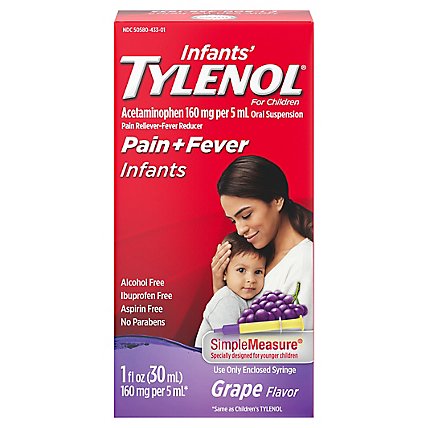 Tylenol Infants Drops Acetaminophen Suspension Grape Flavor - 1 Fl. Oz. - Image 3