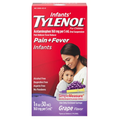 Tylenol Infants Drops Acetaminophen Suspension Grape Flavor - 1 Fl. Oz. - Image 1