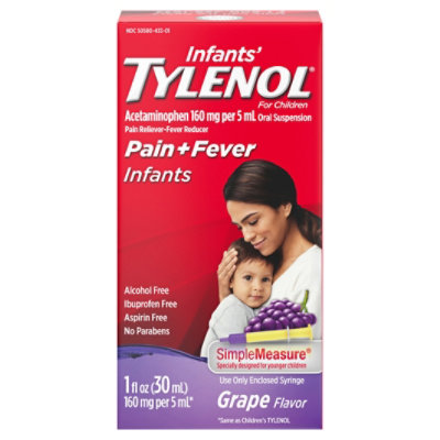 Tylenol Infants Drops Acetaminophen Suspension Grape Flavor - 1 Fl. Oz.