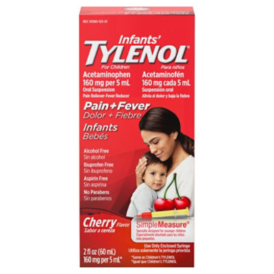 Tylenol Infants Drops Acetaminophen Suspension Cherry Flavor - 2 Fl. Oz.