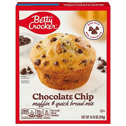 Betty Crocker Muffin & Quick Bread Mix Chocolate Chip - 14.75 Oz - Image 2
