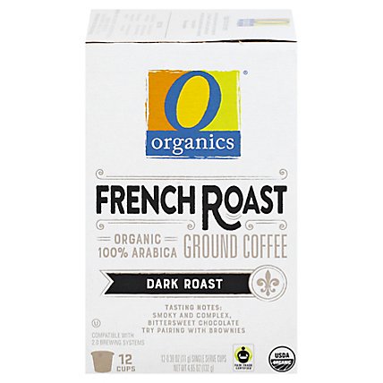 O Organics Coffee Organic Arabica Single Serve Cups Dark Roast French Roast - 12-0.38 Oz - Image 3