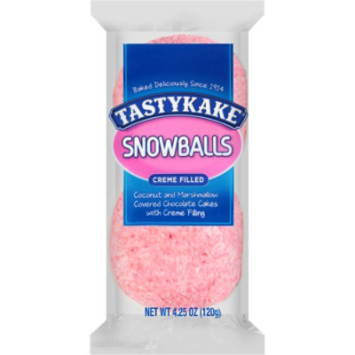 Tastykake Creme Filled Snowballs Coconut & Marshmallow Covered Chocolate Snack Cakes - 2 Count - Image 1