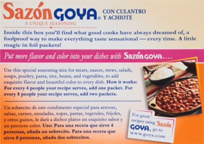 Goya Sazon Seasoning Con Culantro Y Achiote Box 8 Count - 1.41 Oz - Image 5