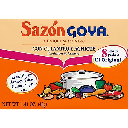 Goya Sazon Seasoning Con Culantro Y Achiote Box 8 Count - 1.41 Oz - Image 2