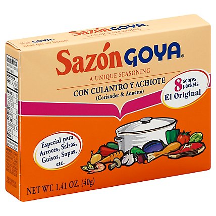 Goya Sazon Seasoning Con Culantro Y Achiote Box 8 Count - 1.41 Oz - Image 1