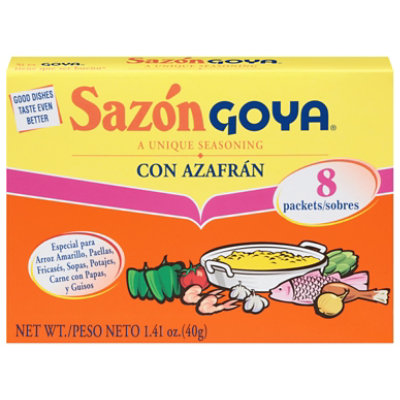 Goya Sazon Seasoning Con Azafran Box 8 Count - 1.41 Oz