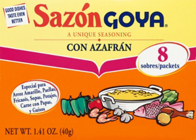 Goya Sazon Seasoning Con Azafran Box 8 Count - 1.41 Oz - Image 2