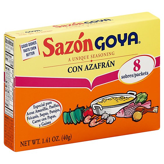 Goya Sazon Seasoning Con Azafran Box 8 Count - 1.41 Oz