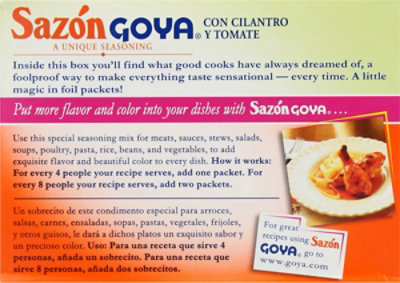 Goya Sazon Seasoning Con Cilantro Y Tomate Box 8 Count - 1.41 Oz - Image 5
