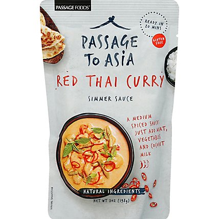Passage Foods Simmer Sauce Passage to Thailand Red Thai Curry Medium Pouch - 7 Oz - Image 2