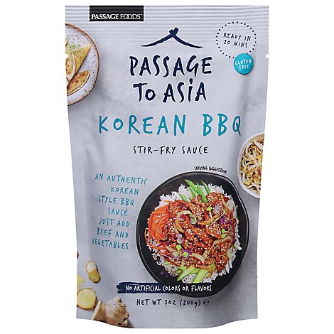 Passage Foods Stir-Fry Sauce Passage to Korea Korean BBQ Beef Mild Pouch - 7 Oz