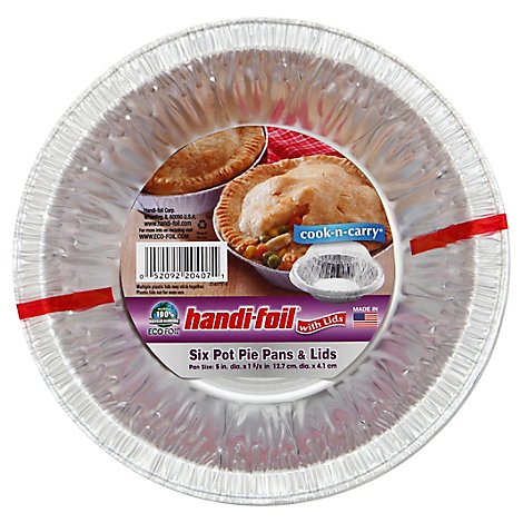 Handi-Foil Pot Pie Pan With Lid - 6 Count