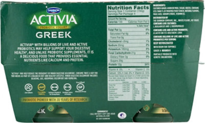 Dannon Activia Yogurt Greek Vanilla Nonfat - 4-5.3 Oz - Image 2