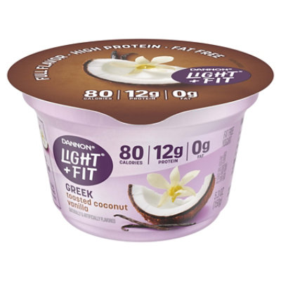 Dannon Light + Fit Toasted Coconut Vanilla Non Fat Gluten Free Greek Yogurt - 5.3 Oz