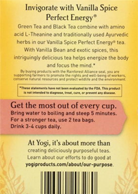 Yogi Perfect Energy Tea Vanilla Spice 16 Count - 1.12 Oz - Image 6