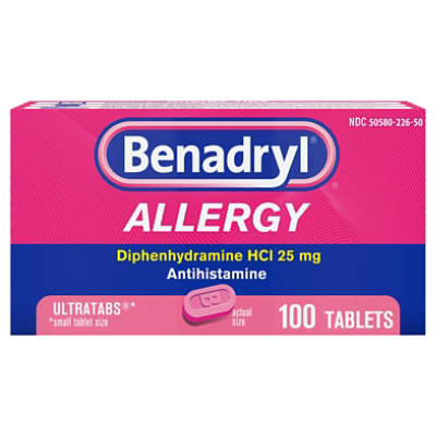 Benadryl Allergy Tablets 25mg Ultratabs - 100 Count - Image 3