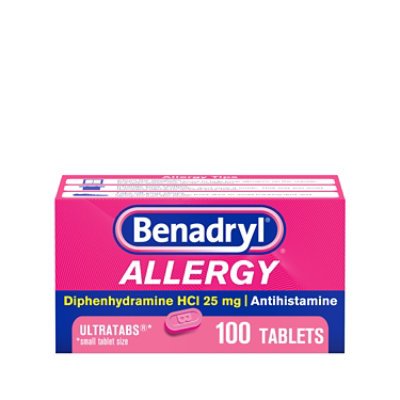 Benadryl Allergy Tablets 25mg Ultratabs - 100 Count - Image 2