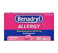 Benadryl Allergy Tablets 25mg Ultratabs - 100 Count
