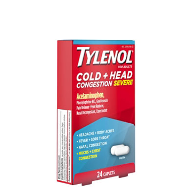 TYLENOL Pain Reliever/Fever Reducer Caplets Cold Head Congestion Severe For Adults - 24 Count - Image 2