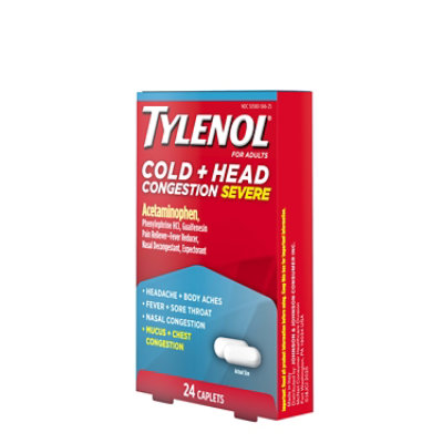 TYLENOL Pain Reliever/Fever Reducer Caplets Cold Head Congestion Severe For Adults - 24 Count - Image 3
