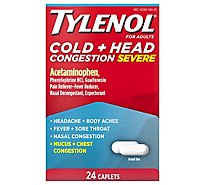 TYLENOL Pain Reliever/Fever Reducer Caplets Cold Head Congestion Severe For Adults - 24 Count