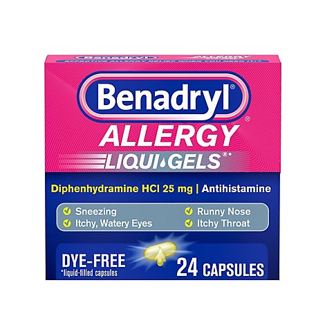 Benadryl Allergy Liqui-Gels Dye Free 25 mg - 24 Count