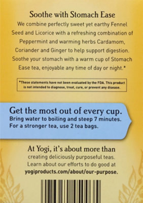 Yogi Herbal Supplement Tea Organic Stomach Ease 16 Count - 1.02 Oz - Image 5