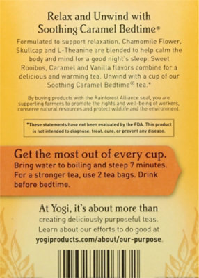 Yogi Herbal Supplement Tea Bedtime Soothing Caramel 16 Count - 1.07 Oz - Image 6