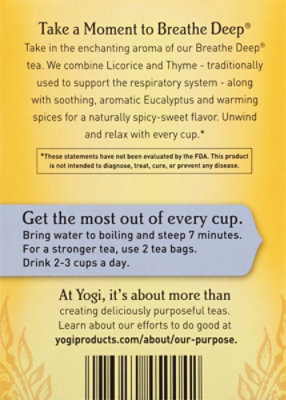 Yogi Herbal Supplement Tea Organic Breathe Deep 16 Count - 1.12 Oz - Image 5