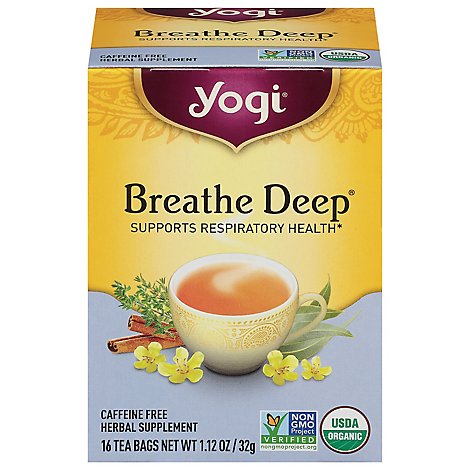 Yogi Herbal Supplement Tea Organic Breathe Deep 16 Count - 1.12 Oz