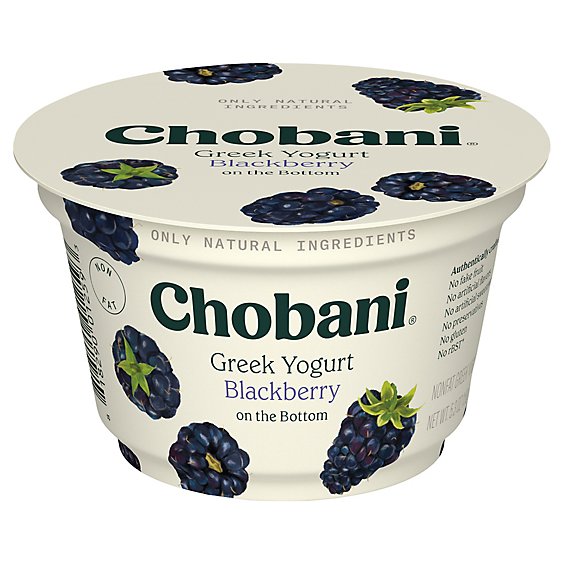 Chobani Yogurt Greek Non Fat On The Bottom Blackberry - 5.3 Oz