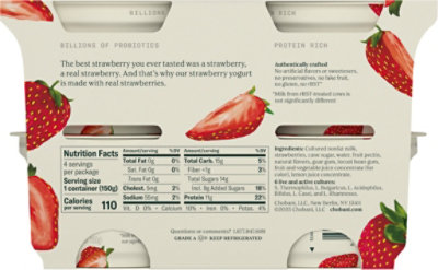 Chobani Strawberry On The Bottom Non-Fat Greek Yogurt - 4-5.3 Oz - Image 7