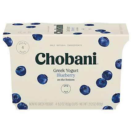 Chobani Yogurt Greek Non Fat On The Bottom Blueberry - 4-5.3 Oz - Image 1