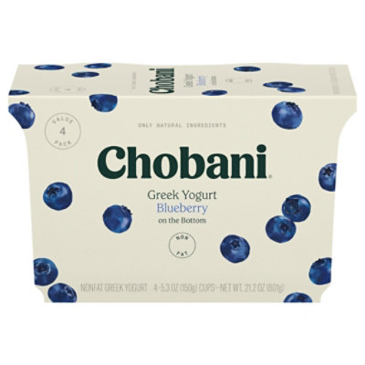 Chobani Non-Fat On The Bottom Blueberry Greek Yogurt - 4-5.3 Oz - Image 1