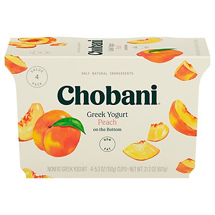 Chobani Yogurt Greek Non Fat On The Bottom Peach - 4-5.3 Oz - Image 1