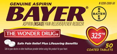 Bayer Aspirin Tablets 325mg Coated - 50 Count - Image 2