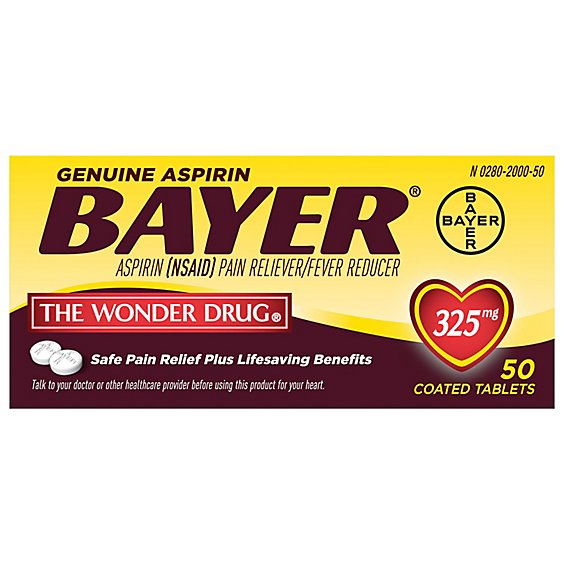Bayer Aspirin Tablets 325mg Coated - 50 Count