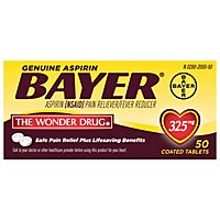 Bayer Aspirin Tablets 325mg Coated - 50 Count - Image 1
