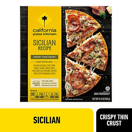 California Pizza Kitchen Sicilian Recipe Crispy Thin Crust Frozen Pizza - 15.5 Oz - Image 1