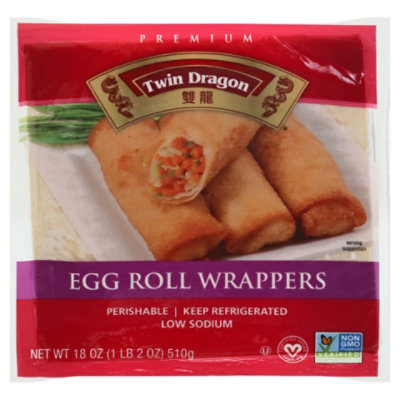 Twin Dragon Refrigerated Plant-Based Egg Roll Wraps 18Oz