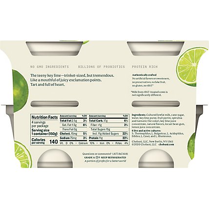Chobani Yogurt Greek Blended Low-Fat Key Lime - 4-5.3 Oz - Image 6