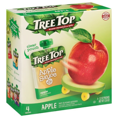 Tree Top Apple Sauce Apple No Sugar Added Pouches - 4-3.2 Oz