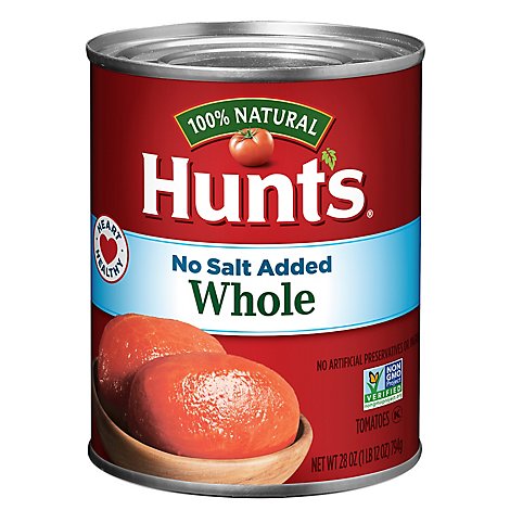 Hunts Plum Tomatoes Peeled Whole No Salt Added - 28 Oz